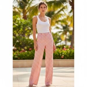 NWT Vineyard Vines Kentucky Derby Pink Polka Dot Pleated Pants High Waist Sz 10